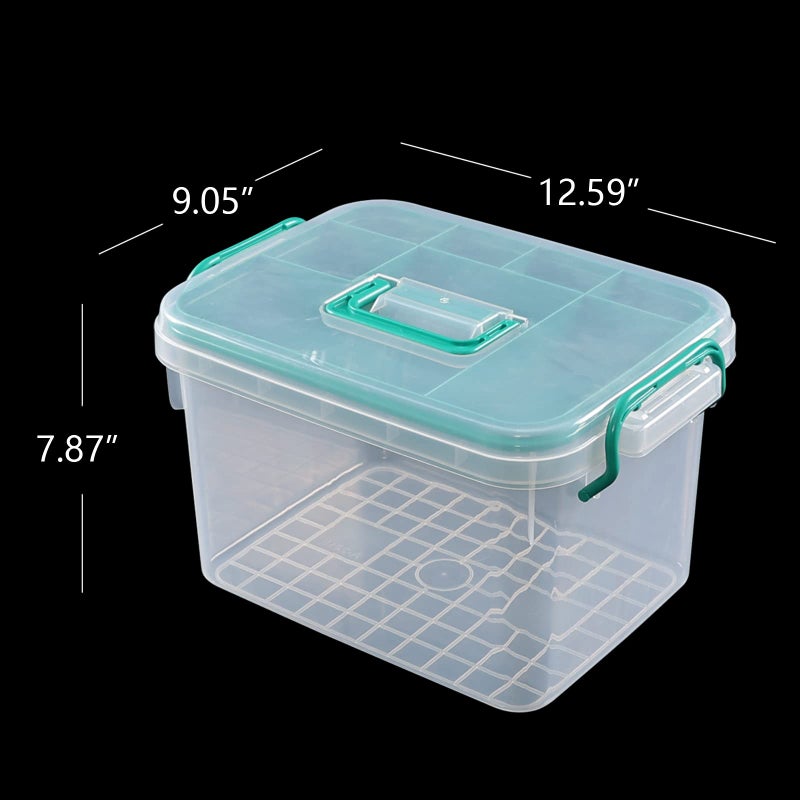 Vababa Clear First Aid Box, Plastic Storage Container with Locking Lid & Handle - Image 2